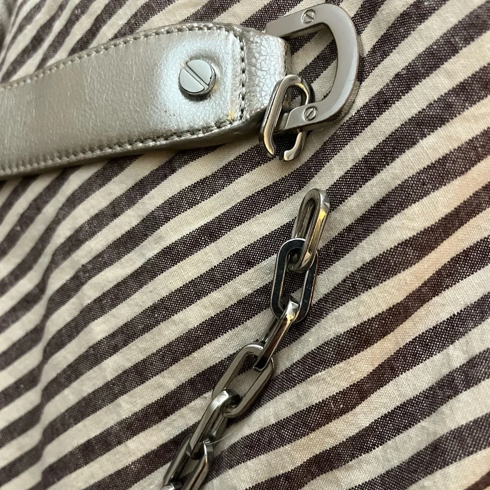 Tory Burch Metallic Taupe Leather Flap Wristlet